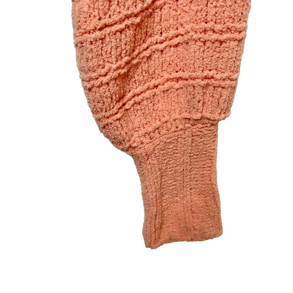 Free People Peach Be Yours Cozy Cowl Neck Women’s Balloon Sleeve Sweater Sz XS